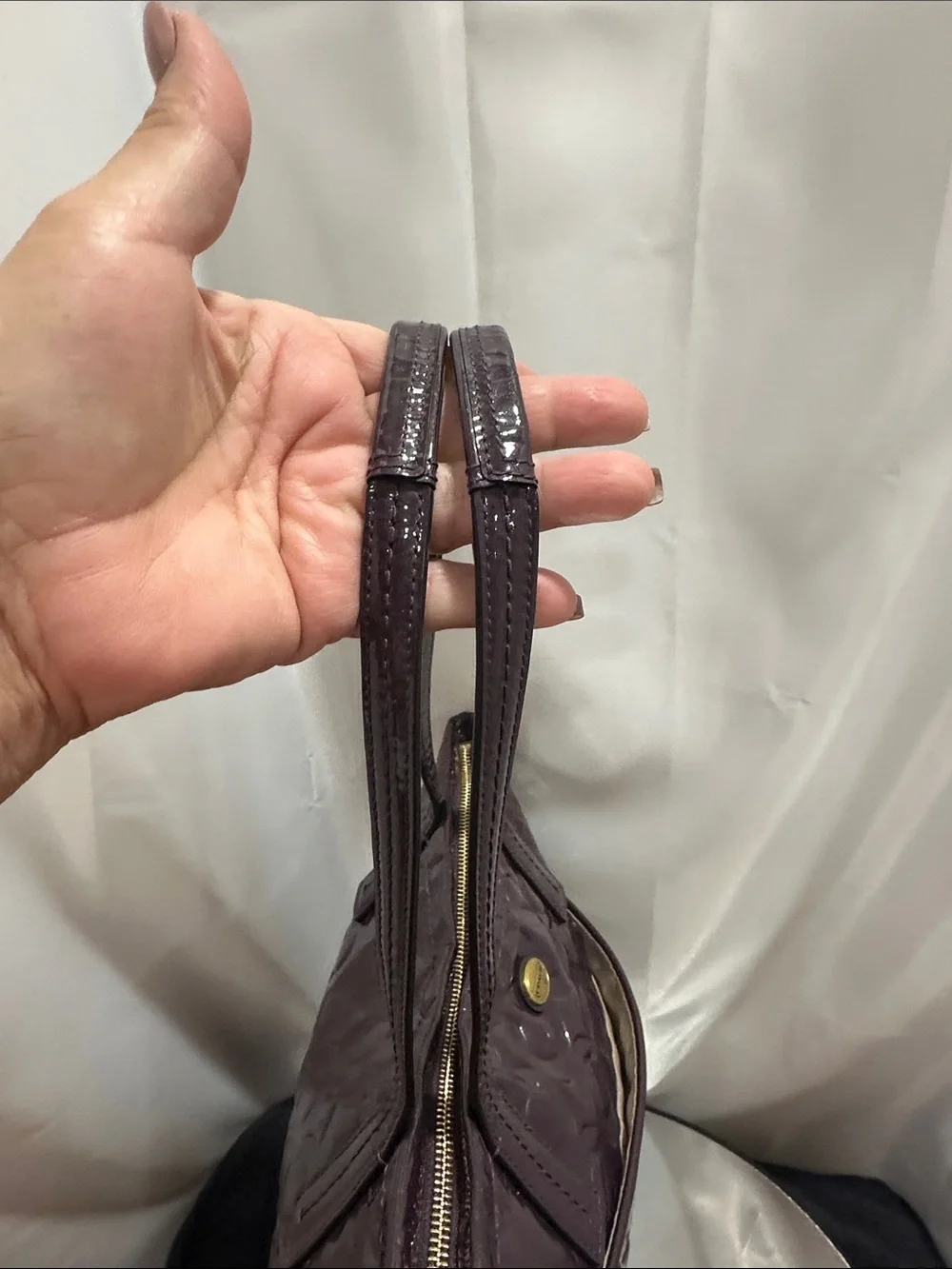 Coach Glossy Embossed Tote in Deep Plum